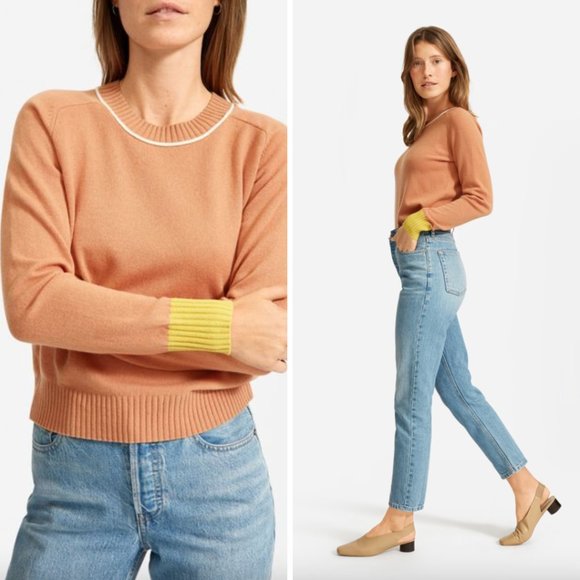 Everlane Sweaters - Everlane ReCashmere Crew Faded Sienna Colorblock Cashmere Wool Blend Size Medium
